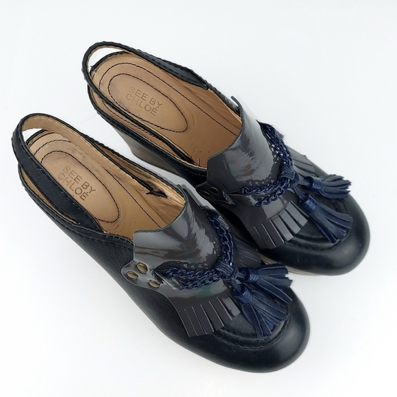 See By Chloe Slingback Wooden Wedge Heels EU38 - Picture 9 of 14